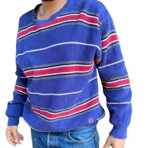 Tommy Hilfiger USA VINTAGE Striped Blue Sweater. Size XL.